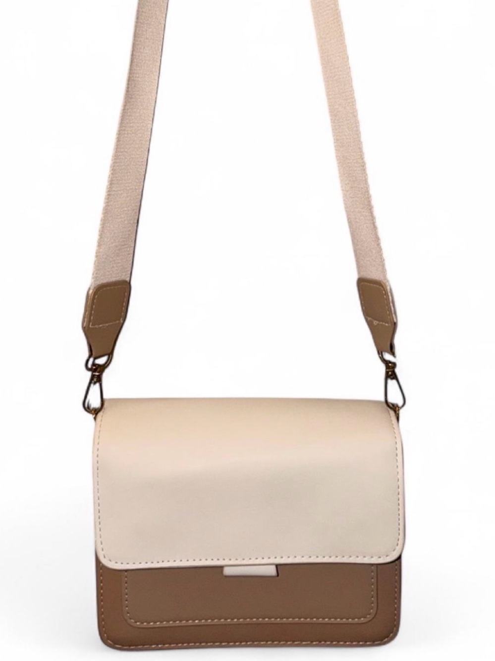 SHEIN Cream and Tan Two-Tone Crossbody Bag